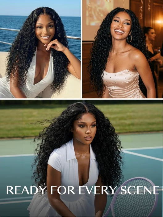🎀UNice 7x5 Bye-Bye Slip™ & 13x4 Pre Everything Pull And Go Glueless Wet & Wavy Water Wave With Invisi Drawstring