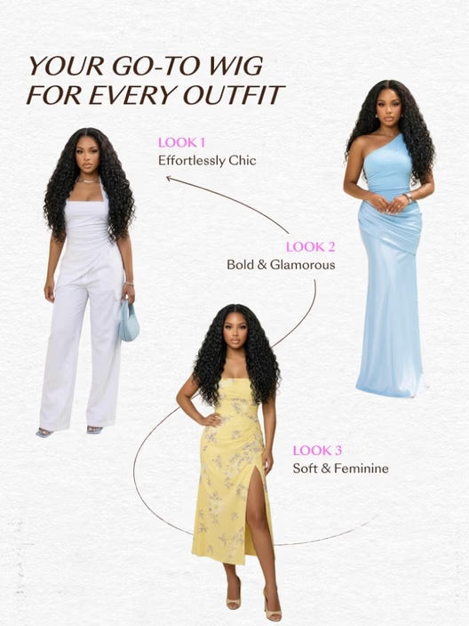 🎀UNice 7x5 Bye-Bye Slip™ & 13x4 Pre Everything Pull And Go Glueless Wet & Wavy Water Wave With Invisi Drawstring