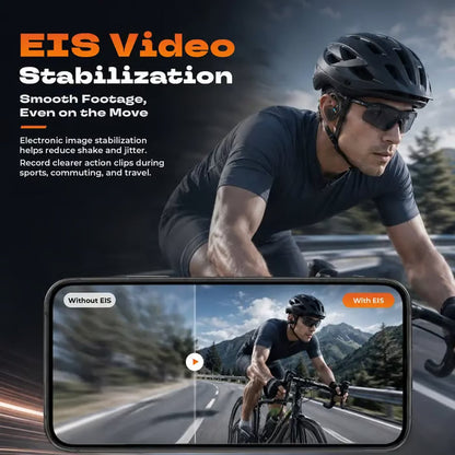 🔥8MP AI Camera Bone Conduction Headphones – Premium High-Fidelity Audio, EIS Video Stabilization, 160+ Language Translation, IP54 Waterproof Headset for Outdoor Vlogging & Sports.