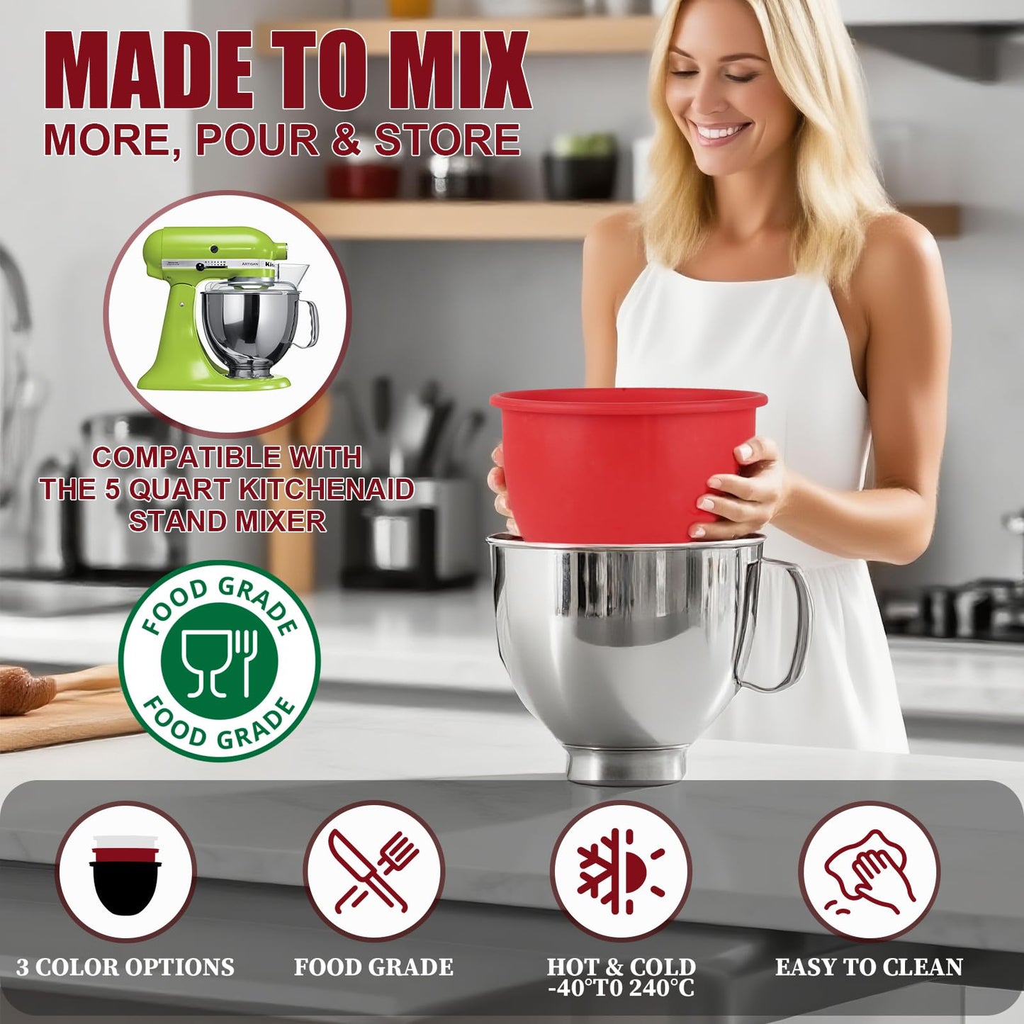 🔥2026 NEW ARRIVAL✨-Silicone Liners for KitchenAid Mixers