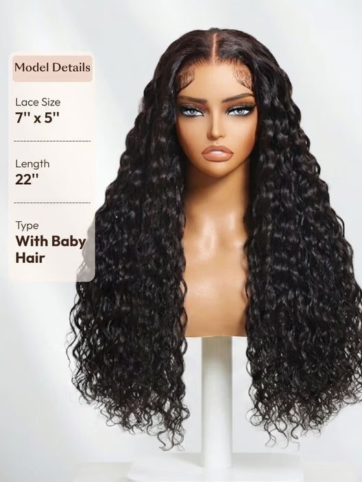 🎀UNice 7x5 Bye-Bye Slip™ & 13x4 Pre Everything Pull And Go Glueless Wet & Wavy Water Wave With Invisi Drawstring