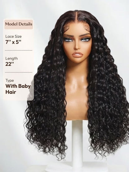 🎀UNice 7x5 Bye-Bye Slip™ & 13x4 Pre Everything Pull And Go Glueless Wet & Wavy Water Wave With Invisi Drawstring
